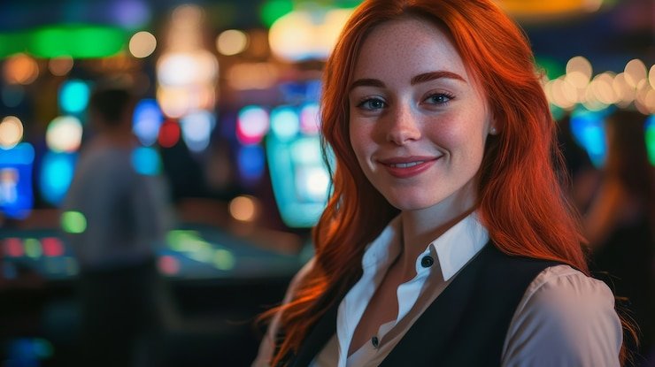 Blackjack table with player hand and dealer upcard